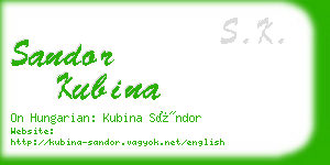 sandor kubina business card